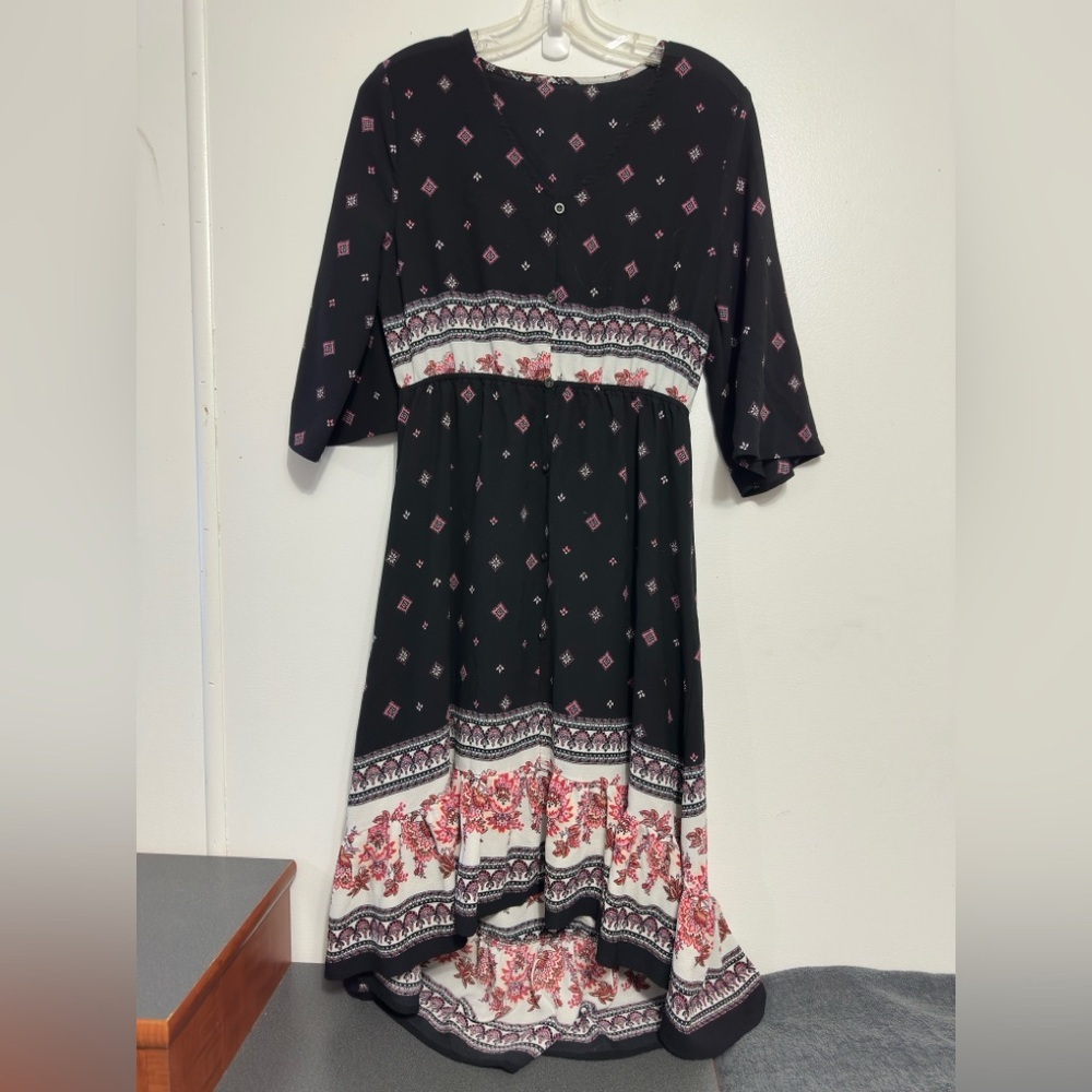 Elegant Black Floral Women's Dress